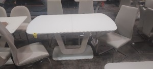 1X LAZZARO WHITE EXTENDABLE DINING TABLE 1600-2000MM AND 4 X DINING CHAIRS