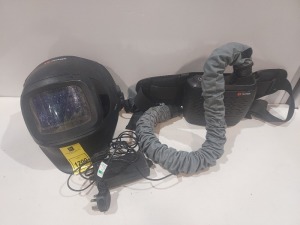 1 AIR FED TECMEN FREFLOW V3 WELDING HELMET WITH CHARGER (NOTE IN WORKING CONDITION)