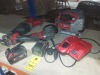 6 PIECE MILLWAKEE TOOL LOT CONTAINING ANGLE GRINDER , CORDLESS JIGSAW , SAWZALL RECIPROCATING SAW TOOL , TWO BATTERIES AND ONE CHARGING STATION.