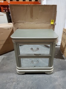 1X BOXED JESSICA 2 DRAWER BEDSIDE TABLE IN TAUPE - 840X600X850,MM PLEASE NOTE CUSTOMER RETURNS