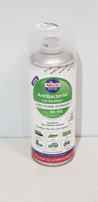 120 X BRAND NEW NILCO ANTI-BACTERIAL CAR SANITIZER - 300 ML CANS - IN 10 BOXES