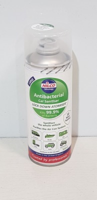 120 X BRAND NEW NILCO ANTI-BACTERIAL CAR SANITIZER - 300 ML CANS - IN 10 BOXES