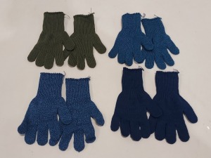 1000+ PAIRS OF GLOVES IN GREEN, LIGHT BLUE AND DARK BLUE SIZE S/M (NOTE'S GLOVES ARE NOT PAIRED UP LOOSE IN 8 BAGS AND CUFFS IN POOR CONDITION - MAY REQUIRE OVERLOCKING)