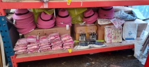 500+ PIECE MIX LOT CONTAINING GIRLS PINK HATS , DISPOSABLE ICING/PIPING BAGS & COUPLING RING'S SETS , INSULATED COFFEE BAGS IN WHITE AND GREY , EYELASH CURLER'S ETC ON A FULL BAY