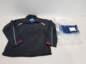 5 X BRAND NEW BOSCH SOFT SHELL JACKETS IN BLACK ( 4 X SIZE S AND 1 X SIZE L )