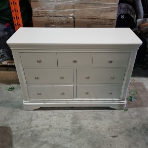 1X MABLE 7 DRAWER TALL CHEST IN TAUPE WITH BOX - 1290 X 510X 920MM - PLEASE NOTE CUSTOMER RETURNS