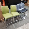 4 X BAR STOOLS - 2X GREEN 2X BLACK WITH CHROME LEGS - PLEASE NOTE CUSTOMER RETURNS