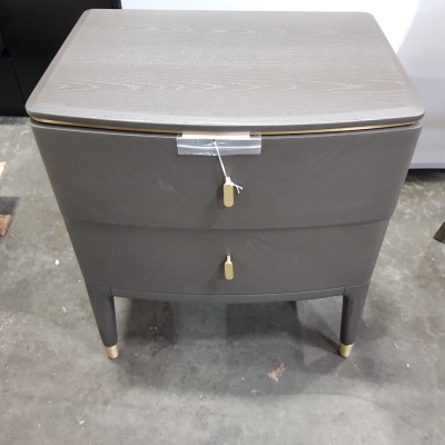 1X 2 DRAWER GREY BEDSIDE CABINET 66X589X44CM