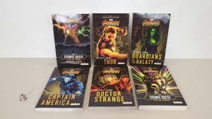 40 X BRAND NEW MARVEL AVENGERS 5 PIECE BOOK SET INCLUDES THE COSMIC QUEST VOLUME 1 & 2 AND THE HEROS JOURNEY IE, CAPTAIN AMERICA, DOCTOR STRANGE AND THOR IN 10 BOXES