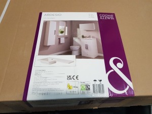 10 X BRAND NEW COOKE & LEWIS ARDESIO LEFT HAND L SHAPE BASINS ( WIDTH 107 CM X DEPTH 48 CM X HEIGHT 3 CM ) - PLEASE NOTE THIS PRODUCT IS BRAND NEW BUT ALL BOXES ARE WATER DAMAGED