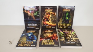 40 X BRAND NEW MARVEL AVENGERS 5 PIECE BOOK SET INCLUDES THE COSMIC QUEST VOLUME 1 & 2 AND THE HEROS JOURNEY IE, CAPTAIN AMERICA, DOCTOR STRANGE AND THOR IN 10 BOXES