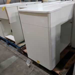 8 X ELATION TOILET / WC VANITY UNITS IN WHITE ( HEIGHT 80 CM X DEPTH 25 CM X WIDTH 51 CM ) - PLEASE NOTE SOME MAY BE SLIGHTLY WATER DAMAGED