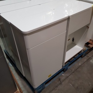 8 X ELATION TOILET / WC VANITY UNITS IN WHITE ( HEIGHT 80 CM X DEPTH 25 CM X WIDTH 51 CM ) - PLEASE NOTE SOME MAY BE SLIGHTLY WATER DAMAGED