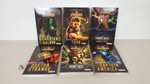 40 X BRAND NEW MARVEL AVENGERS 5 PIECE BOOK SET INCLUDES THE COSMIC QUEST VOLUME 1 & 2 AND THE HEROS JOURNEY IE, CAPTAIN AMERICA, DOCTOR STRANGE AND THOR IN 10 BOXES