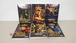 40 X BRAND NEW MARVEL AVENGERS 5 PIECE BOOK SET INCLUDES THE COSMIC QUEST VOLUME 1 & 2 AND THE HEROS JOURNEY IE, CAPTAIN AMERICA, DOCTOR STRANGE AND THOR IN 10 BOXES