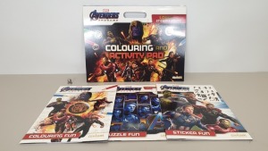 60 X BRAND NEW MARVEL AVENGERS GIANT COLOURING PAD SETS. INCLUDES COLOURING AND ACTIVITY PAD STICKER BOOK AND CREATE YOUR OWN NEBULA MASK - IN 6 BOXES