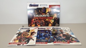 60 X BRAND NEW MARVEL AVENGERS GIANT COLOURING PAD SETS. INCLUDES COLOURING AND ACTIVITY PAD STICKER BOOK AND CREATE YOUR OWN NEBULA MASK - IN 6 BOXES