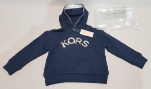 4 X BRAND NEW MICHAEL KORS NAVY HOODED JUMPERS SIZE 6, 8, 14YRS - £84