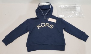 4 X BRAND NEW MICHAEL KORS NAVY HOODED JUMPERS SIZE 5, 10YRS - £84