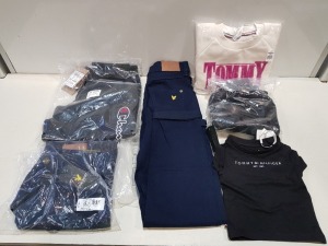 6 PIECE MIXED BRAND NEW KIDS CLOTHING LOT CONTAINING TOMMY HILFIGER BLACK TRACKSUIT SIZE 6-9 £65 MONTHS, TOMMY HILFIGER BLACK T-SHIRT SIZE 3-6 MONTHS £18, TOMMY HILFIGER SWEATSHIRT SIZE 6YRS £55, 2 X LYLE & SCOTT DENIM JEANS SIZE 10-11 YRS £40, ETC