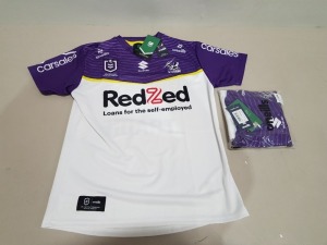 10 X BRAND NEW ONEILLS OFFICIAL MERCHANDISE NRL RUGBY SHIRTS IN PURPLE/WHITE SIZES S-M-L-XL £89.99 PP