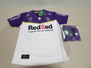 10 X BRAND NEW ONEILLS OFFICIAL MERCHANDISE NRL RUGBY SHIRTS IN PURPLE/WHITE SIZES S-M-L-XXL £89.99 PP