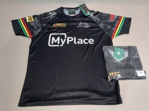 10 X BRAND NEW ONEILLS OFFICIAL MERCHANDISE NRL PANTHERS RUGBY SHIRTS IN BLACK IN VARIOUS SIZES £41.99 PP