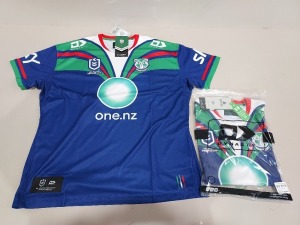 10 X BRAND NEW ONEILLS OFFICIAL NRL MERCHANDISE WARRIORS JERSEYS IN BLUE/GREEN IN SIZE M-L - £74.99PP