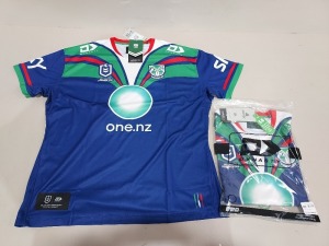 10 X BRAND NEW ONEILLS OFFICIAL NRL MERCHANDISE WARRIORS JERSEYS IN BLUE/GREEN IN VARIOUS SIZES- £74.99PP