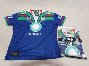 10 X BRAND NEW ONEILLS OFFICIAL NRL MERCHANDISE WARRIORS JERSEYS IN BLUE/GREEN IN VARIOUS SIZES- £74.99PP