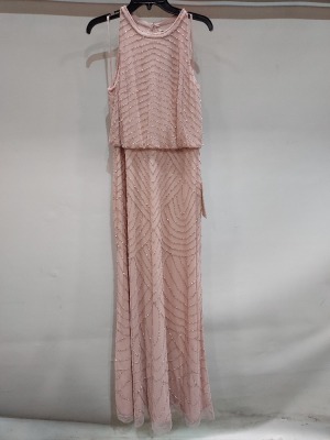 5 X BRAND NEW ADRIANNA PAPELL MAXI DRESS IN BLUSH SIZES 12 - £230PP