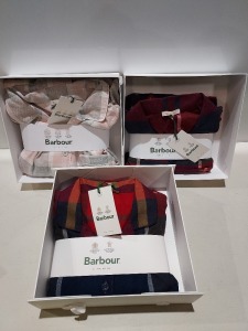 3 X BRAND NEW BARBOUR BOXED PYJAMA SETS IN VARIOUS STYLES IN SIZES 8 - 10- 14 £95 PP (BOXES SLIGHTLY DAMAGED)