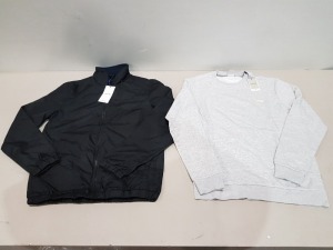 9 X BRAND NEW JACK AND JONES MIXED LOT TO INCLUDE FLEECE LINED BOMBER JACKETS IN SIZES M-L - £ 30 PP AND 5 X CREW NECK SWEATSHIRTS IN GREY IN SIZES S, L, XL, 2XL £22 EACH