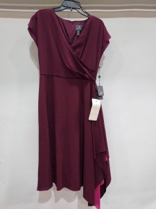 6 X BRAND NEW ADRIANNA PAPELL BLOCKED CREPE WINE COLOURED DRESS SIZES 6, 12, 14, 16