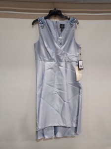 4 X BRAND NEW ADRIANNA PAPELL MIKADO TEA LENGTH DRESS IN LIGHT BLUE SIZES 12-14-16 -