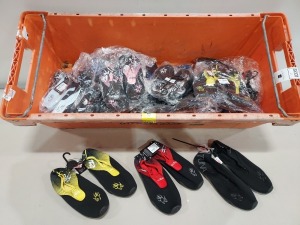 25 PIECE MIXED HOT TUNA SHOE LOT CONTAINING HOT TUNA SWIMMING SHOES IN VARIOUS COLOURS AND SIZES - EX SHOP DISPLAY