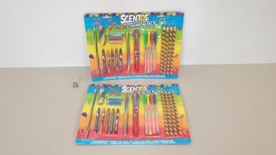 96 X BRAND NEW TESCO SCENTOS SCENTED RAINBOW PACK - CONTAINING SCENTED PENS, GEL PENS, PENCILS, CRAYONS AND ERASERS IN 3 BOXES