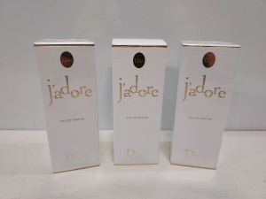 3 X BRAND NEW DIOR JADORE EAU DE TOILETTE 50ML - CELLOPHANE FACTORY SEALED (MANUFACTURED JAN 2023)