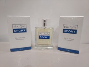 24 X BRAND NEW VAN GILS 75ML EDT SPORT - RRP£26 - TOTAL £624