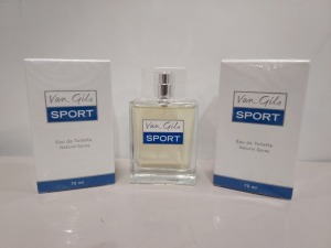 24 X BRAND NEW VAN GILS 75ML EDT SPORT - RRP£26 - TOTAL £624