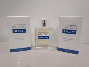 24 X BRAND NEW VAN GILS 75ML EDT SPORT - RRP£26 - TOTAL £624