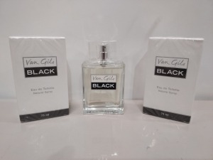 24 X BRAND NEW VAN GILS 75ML EDT BLACK - RRP£26 - TOTAL £624