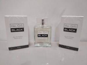 24 X BRAND NEW VAN GILS 75ML EDT BLACK - RRP£26 - TOTAL £624