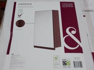 7 X BRAND NEW COOKE & LEWIS ARDESIO SINGLE DOOR MIRROR CABINET SIZE W 36 D 13 H 63 CM IN BODEGA GREY