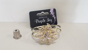 PALLET CONTAINING APPROX 3072 X BRAND NEW PURPLE IVY GOLD METAL FLOWER BRACELET