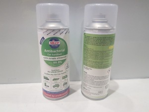 120 X BRAND NEW NILCO ANTIBACTERIAL CAR SANITISER KILLS 99.9% OF BACTERIA SANITISES THE WHOLE VEHICLE IN 10 BOXES