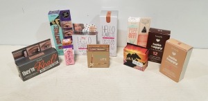 10 PIECE BRAND NEW MIXED BENEFIT MAKE UP LOT CONTAINING PUFFOFF UNDEREYE GEL £18 - HOOLA LIGHT FOUNDATION - 3D BROW TONES - HELLO HAPPY SOFT FOUNDATION - ETC