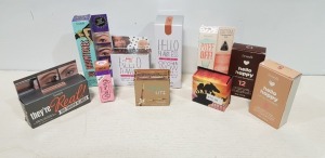 10 PIECE BRAND NEW MIXED BENEFIT MAKE UP LOT CONTAINING PUFFOFF UNDEREYE GEL £18 - HOOLA LIGHT FOUNDATION - 3D BROW TONES - HELLO HAPPY SOFT FOUNDATION - ETC