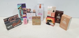 10 PIECE BRAND NEW MIXED BENEFIT MAKE UP LOT CONTAINING PUFFOFF UNDEREYE GEL £18 - HOOLA LIGHT FOUNDATION - 3D BROW TONES - HELLO HAPPY SOFT FOUNDATION - ETC