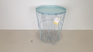 48 X BRAND NEW TESCO T.WIRE ROUND STORAGE BASKETS WITH BLUE LID